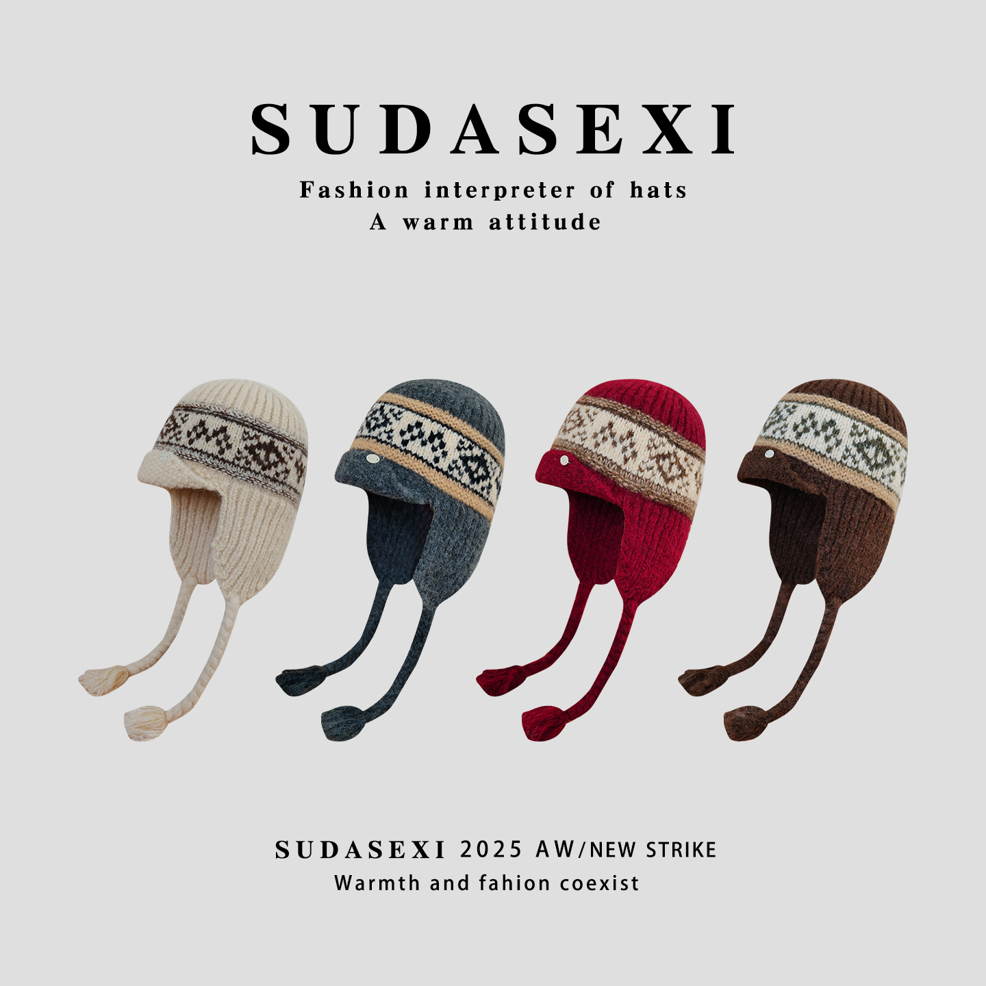 费尔岛针织毛线拉法帽