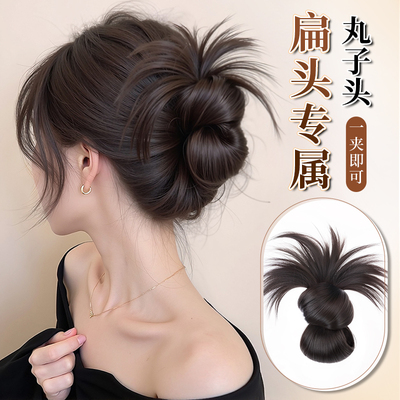 鸡毛丸子头假发抓夹女2025新款