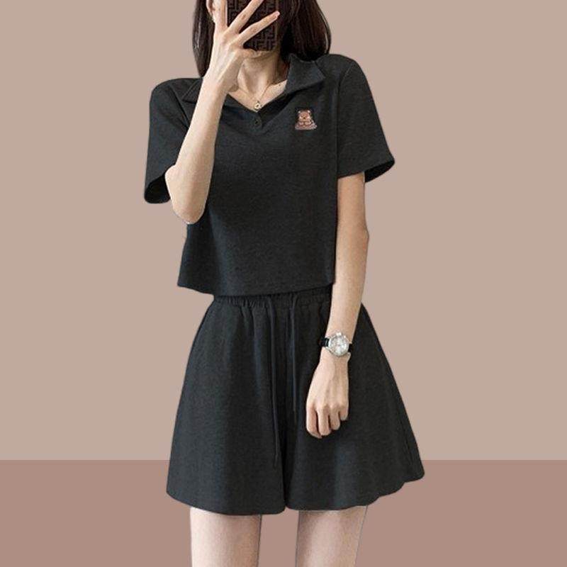 2025夏女装新款女士运动服短袖短裤套装休闲时尚两件套小个子