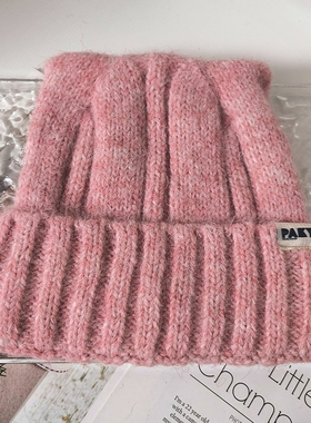 帽子女款秋冬款毛线帽户外加厚保暖防寒百搭休闲可爱猫耳朵针织帽