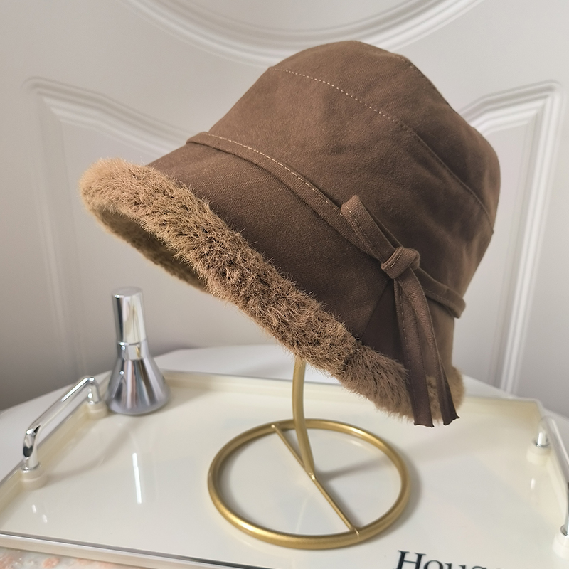 渔夫帽女秋冬加厚毛绒帽子