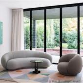 北欧轻奢民宿酒店别墅客厅办公接待商务羊羔绒弧单双三人艺术沙发