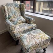 美式 乡村布艺老虎椅客厅高背单人沙发北欧轻奢阳台懒人休闲沙发椅