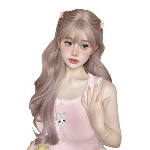 一口喵假发女日常自然刘海大波浪卷发女团时尚网红紫灰韩系全头套