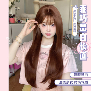 一口喵假发自然韩系高层次女日常显白网红长直发全头套