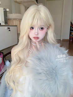 白開水 女日常網紅金色長卷發lolitta自然甜美假發 美式 一口喵