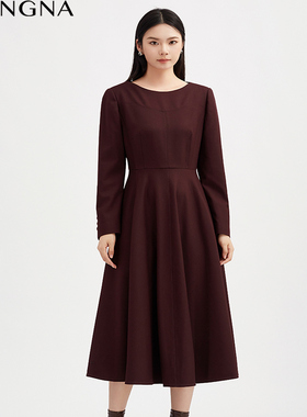 【商场同款】阿菁娜秋季新款连衣裙圆摆通勤日常两穿A30Q112008