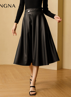 【商场同款】阿菁娜秋季新款A字蓬松挺括高腰伞裙A29D113011