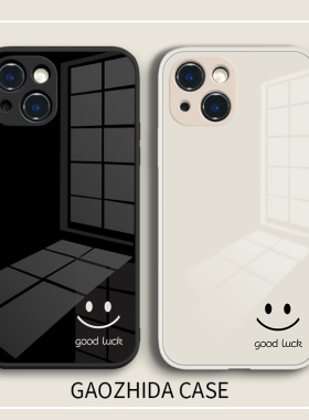 适用于苹果13手机壳15pro简约笑脸iPhone11promax小众17pro情侣11苹果14液态玻璃xr女款8p镜面7plus日韩xsmax