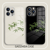 iphone12Promax手机壳中国风竹子苹果15简约ip14适用13pro新款 xsamx创意8plus小众xr男女款 7套mini情侣11玻璃
