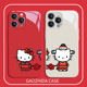 HelloKitty适用苹果15手机壳女款 phone13结婚14promax情侣12mini卡通11凯蒂猫8plus新款 xs玻璃xr红色喜庆7套x