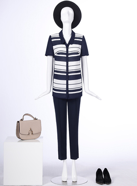 靓诺藏蓝白条衬衫LC16252A