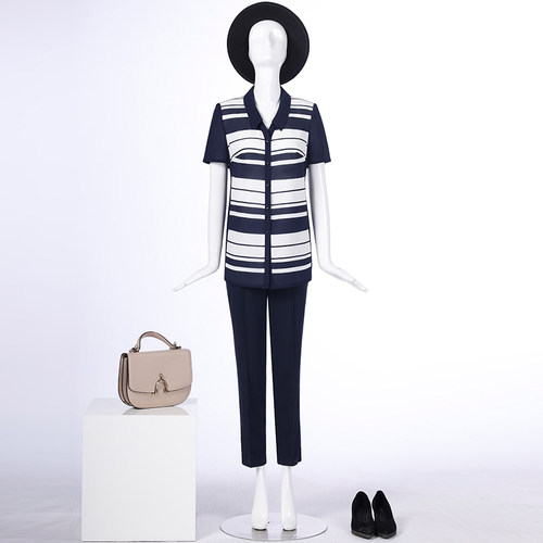 靓诺藏蓝白条衬衫lc16252a