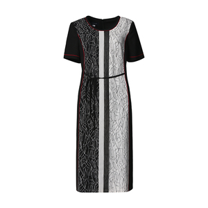 靓诺圆领印花拼色连衣裙LL20255A