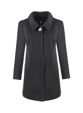 靓诺黑色一手长羊绒大衣LD21496B