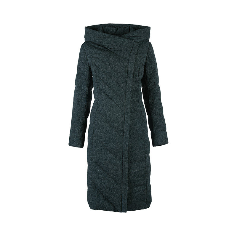 LIANGNUO靓诺绿色灰点翻领连帽羽绒服LY21414A