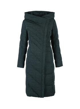 LIANGNUO靓诺绿色灰点翻领连帽羽绒服LY21414A