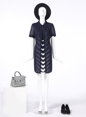 LIANGNUO靓诺藏蓝色网眼半袖长风衣LF15232A