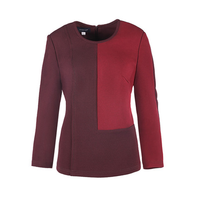 红色撞色拼接T恤LT20402A