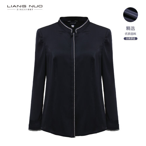 靓诺立领休闲真丝衬衣LC19113A