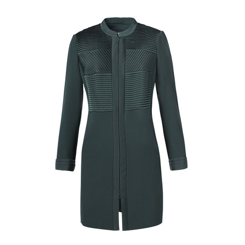 靓诺绿色立领风衣lf17322a