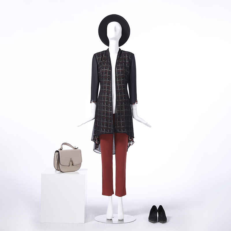 靓诺黑纱红格拼外lx17290a