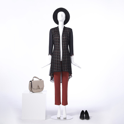 靓诺黑纱红格拼外lx17290a