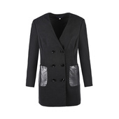 靓诺黑色针织双排扣外衣LS13195A