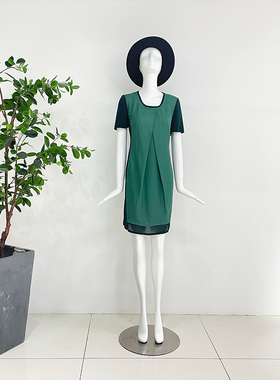 LIANGNUO靓诺绿色半袖连衣裙LL15274A