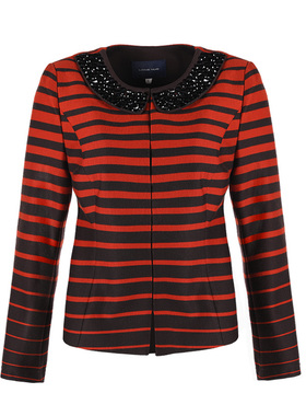 LIANGNUO靓诺桔咖渐变条纹外衣LS12187A