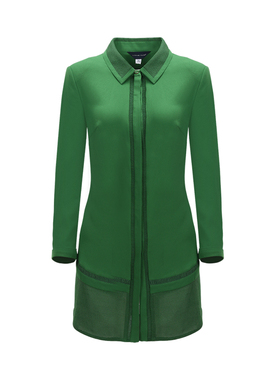 靓诺秋冬小众设计感绿色原创时尚气质大码长袖高档衬衣LC16128A