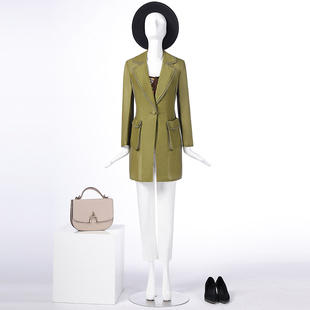 LIANGNUO靓诺长袖西服领拼边风衣LF15112A