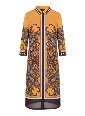 靓诺新中式国风衬衫连衣裙女春秋款2023新款气质印花裙子LL22153A