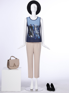 靓诺蓝色定位花背心LB16210A