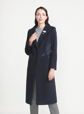 靓诺柏林蓝毛呢大衣LD19424A