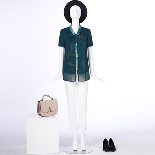 LIANGNUO靓诺绿色印花飘纱衬衫 LC17229A