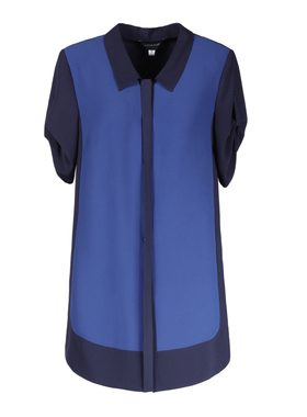 LIANGNUO靓诺宝蓝色拼黑衬衫LC16204A