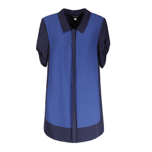 LIANGNUO靓诺宝蓝色拼黑衬衫 LC16204A