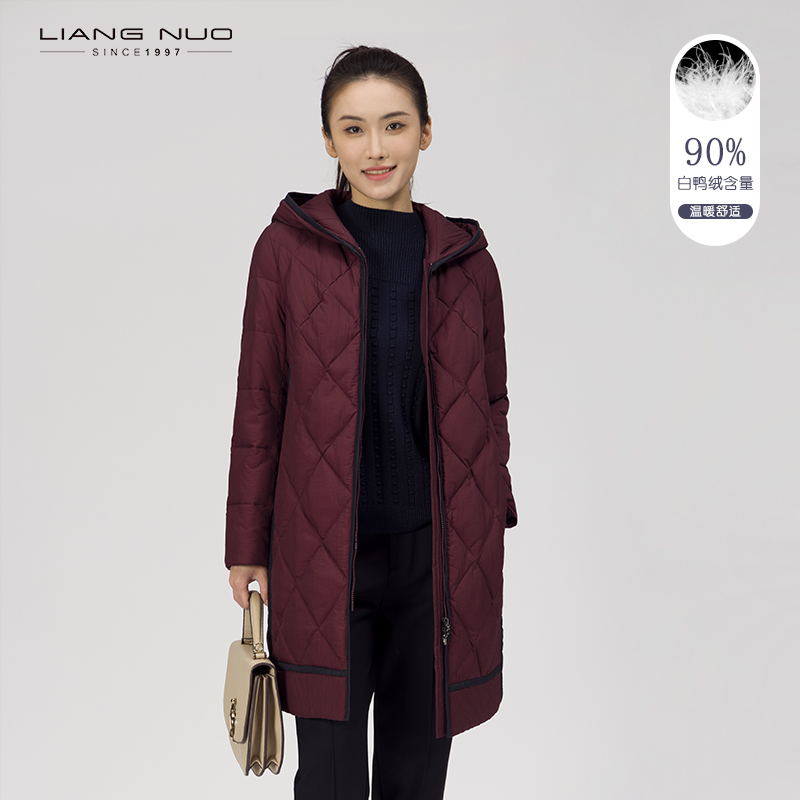 靓诺羽绒服中长款简约气质大码