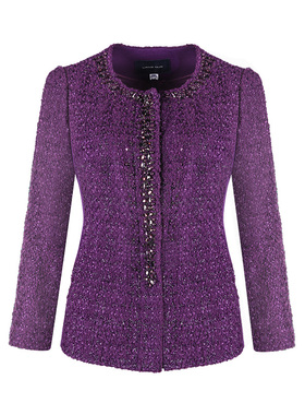 靓诺紫色圆领口外衣LS13140A