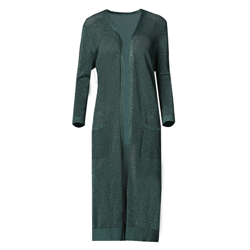 绿色镂空提花毛衫外披