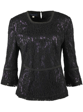LIANGNUO靓诺黑色蕾丝针织衫LC12156B