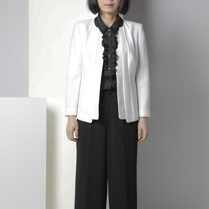 靓诺时尚通勤修身百搭压褶短外套女士法式优雅白色上衣LS18180A,女装/女士精品,西装,淘宝优惠券,粉丝福利购,淘宝优惠卷