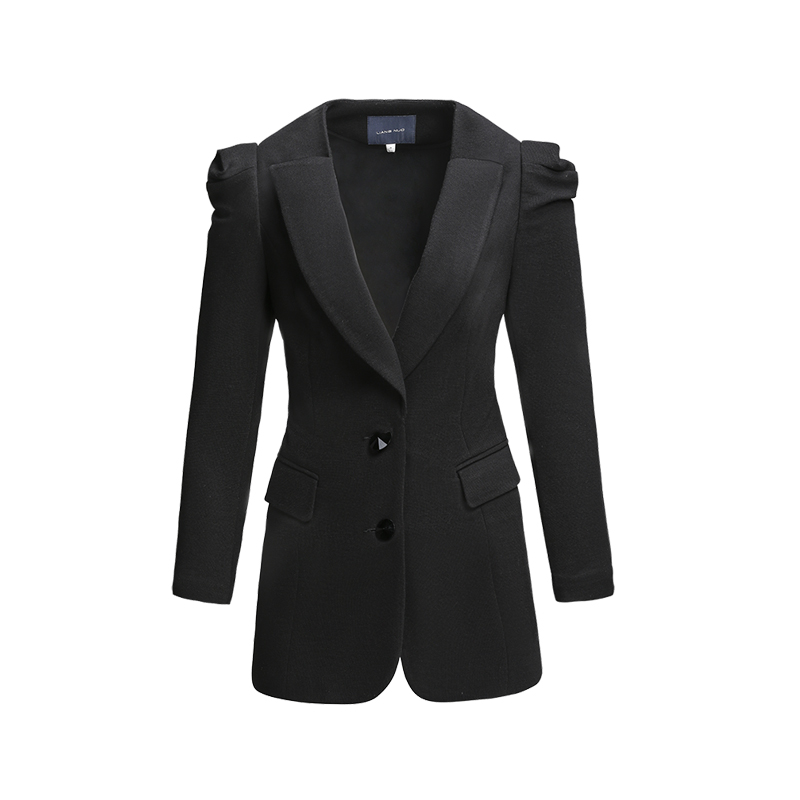 黑色翘肩西服LS13144A
