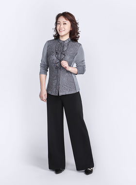 靓诺灰色蕾丝衬衫LC17317A