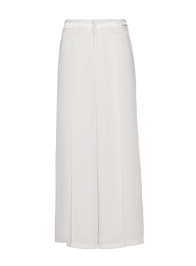 靓诺白色大褶宽腿裤LK13243A