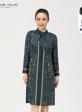 靓诺商场同款通勤修身收腰连衣裙女春季新款优雅裙子长袖LL22323A