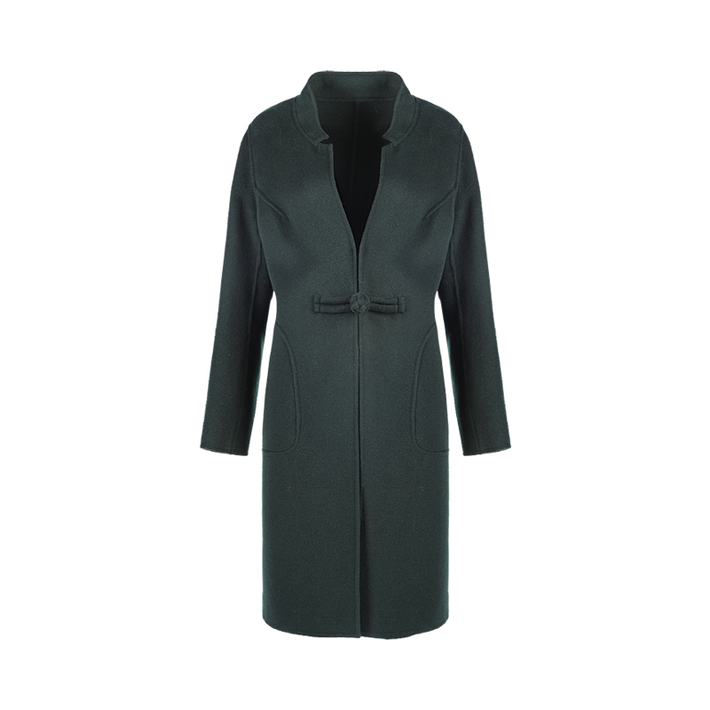 靓诺墨绿色中国结大衣LD17425A