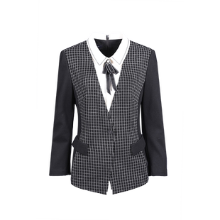 靓诺设计感假两件上衣女2024春装新款polo领拼接针织衫女LV20403A