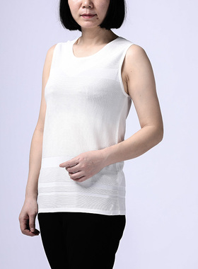 LN系列轻奢女士休闲白色圆领针织背心夏季通勤透气上衣NB17201A